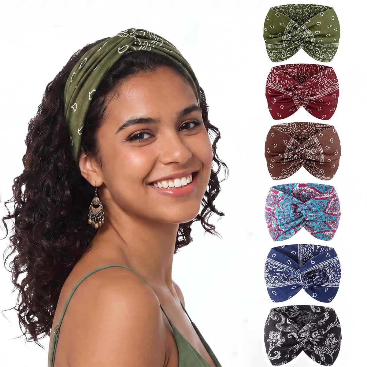 obeoby headband front packaging showing six colorful boho prints and value