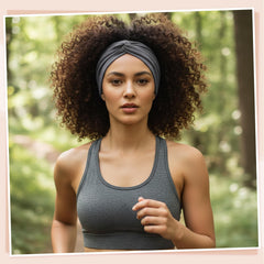 obeoby headband worn on woman demonstrating secure non-slip fit