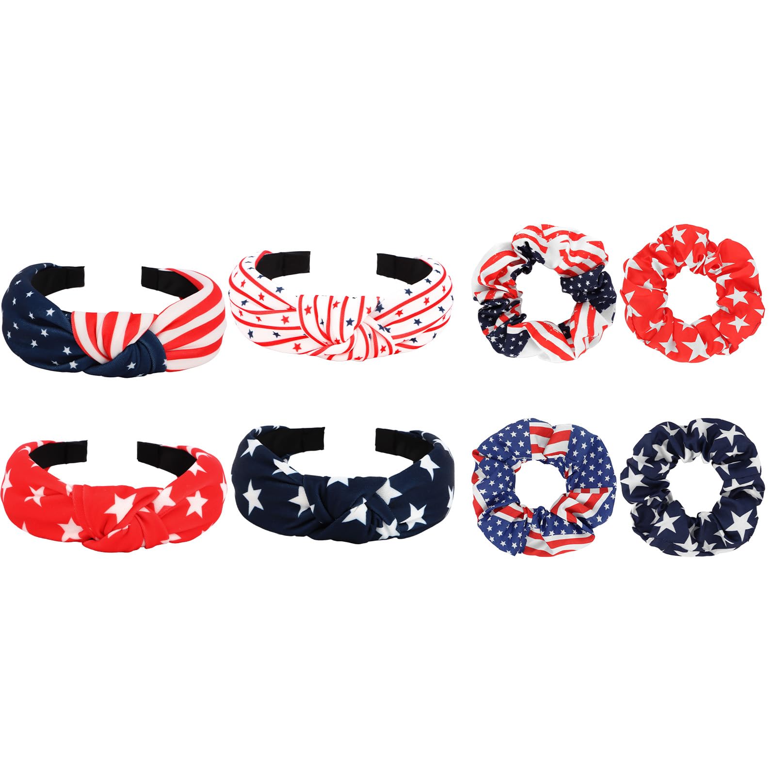 Oblihumoy headbands and scrunchies set displayed neatly, celebrating versatile styling