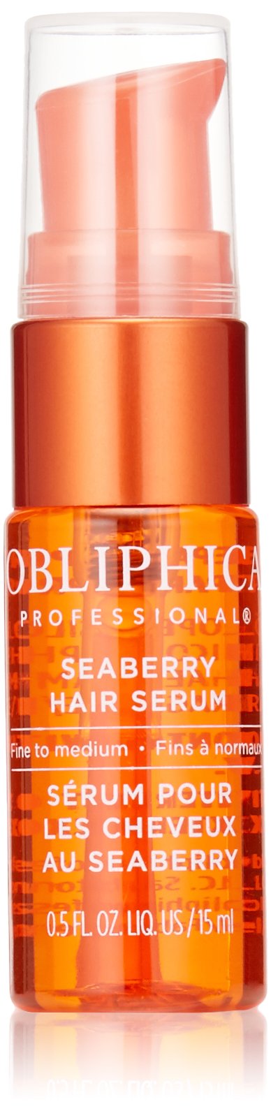 Obliphica Professional Seaberry serum front packaging showing lightweight bottle and benefits