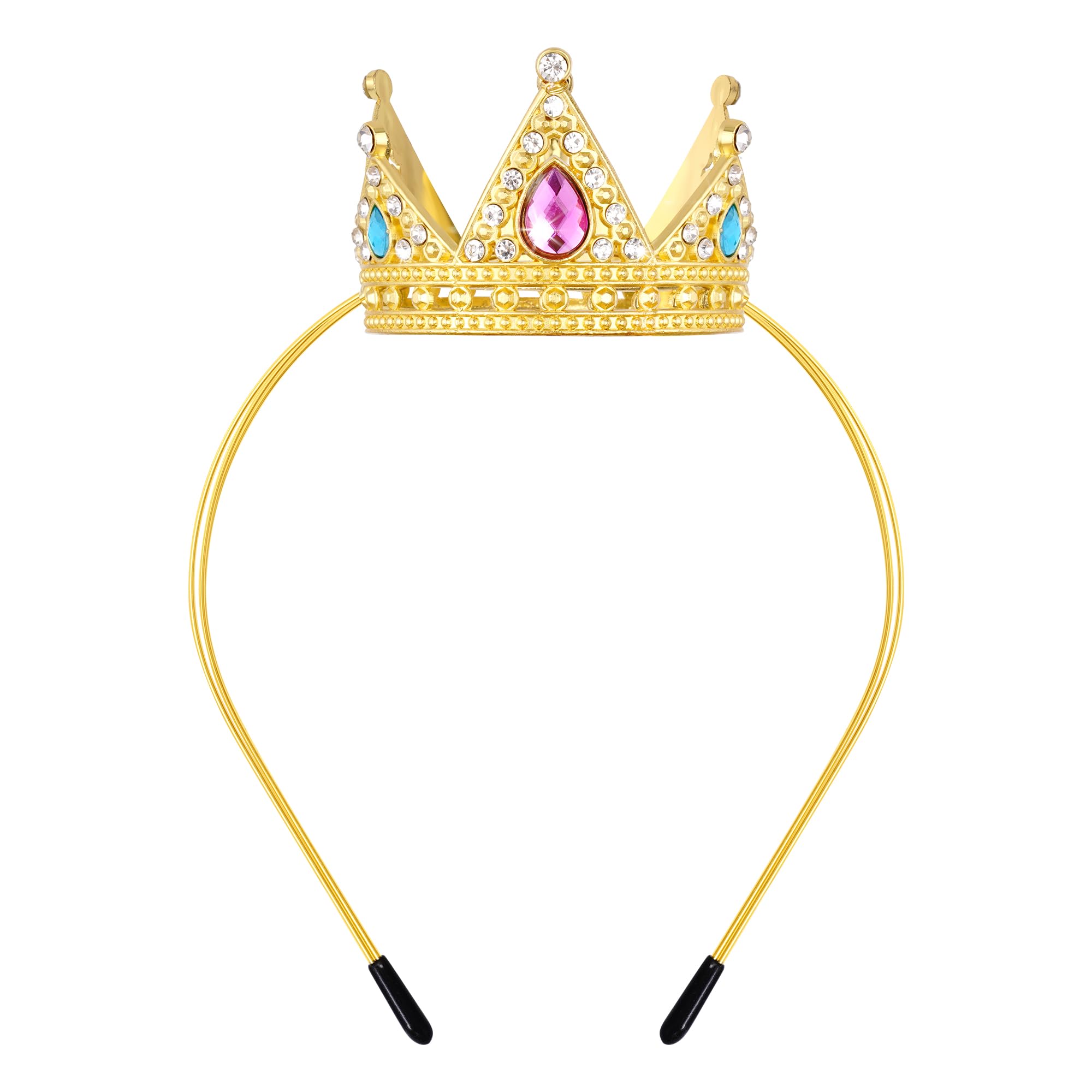 obmwang gold crown headband front view shows elegant shine and regal look