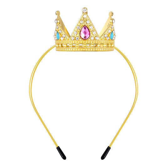 obmwang gold crown headband front view shows elegant shine and regal look