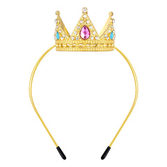 obmwang gold crown headband front view shows elegant shine and regal look