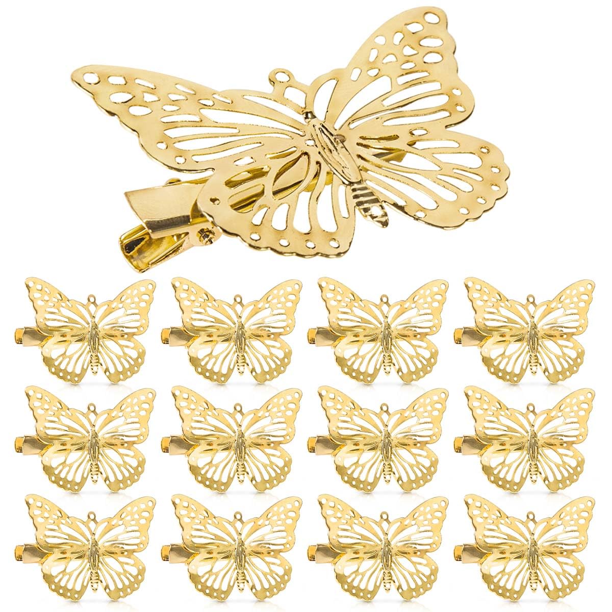 OBTANIM gold butterfly clip front view adds polished accent