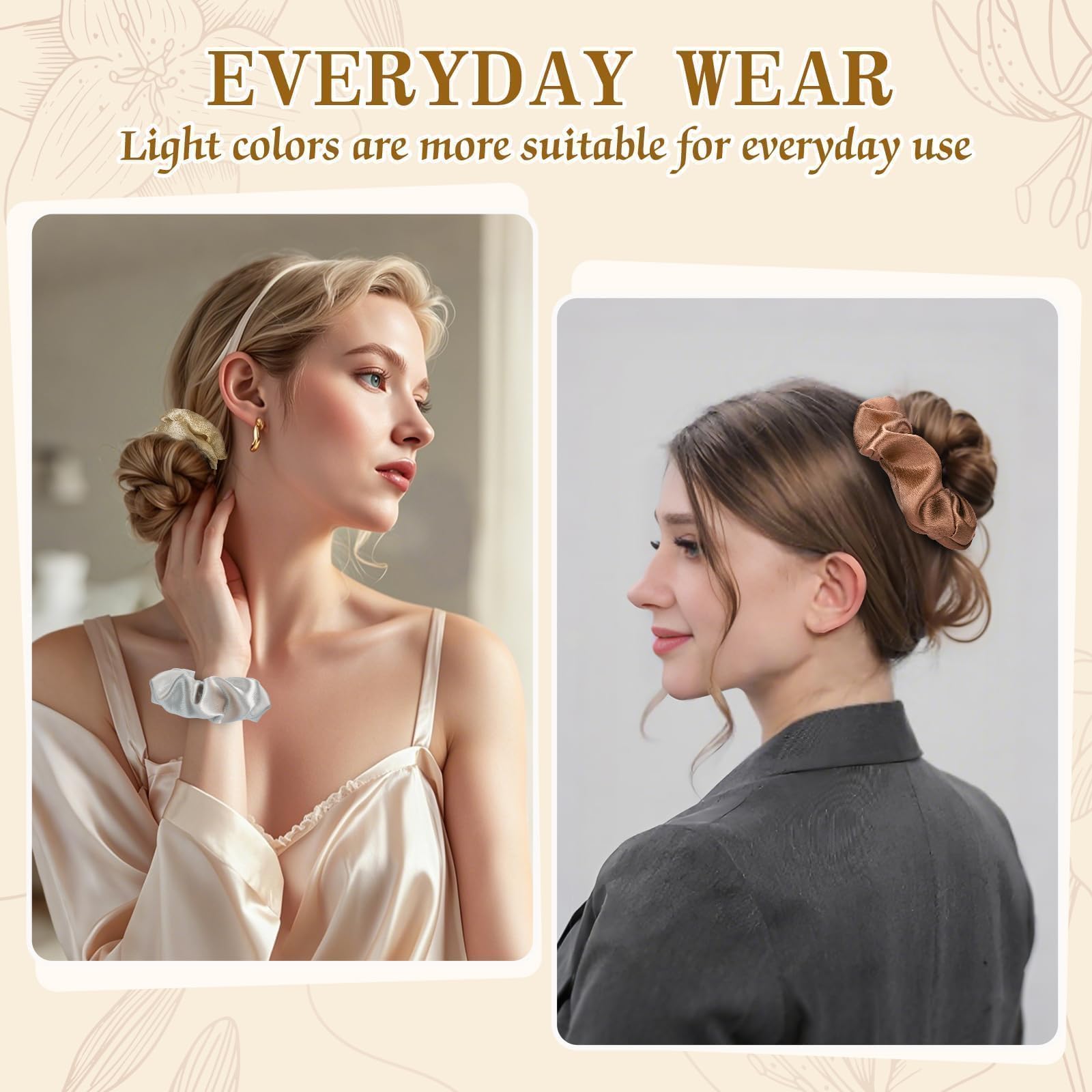 OCATO scrunchie securing a ponytail to show gentle hold without creasing