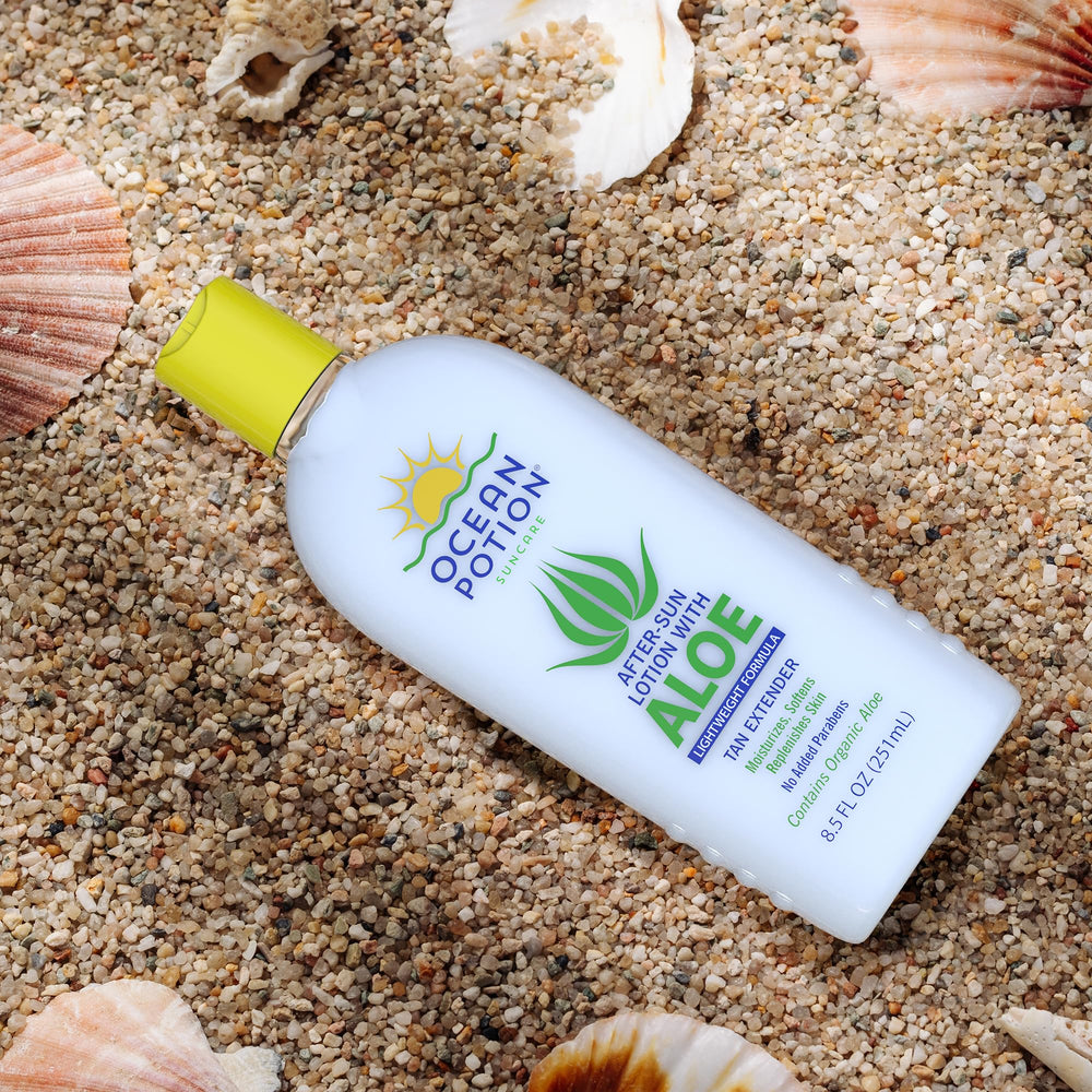 Ocean Potion with aloe leaf and vitamin E capsule showing nourishing ingredients