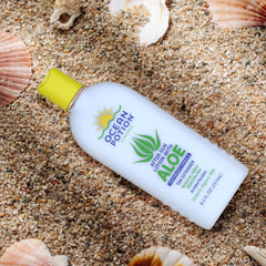 Ocean Potion with aloe leaf and vitamin E capsule showing nourishing ingredients
