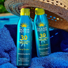 Ocean Potion ingredient label with Aloe and Vitamin E for hydration