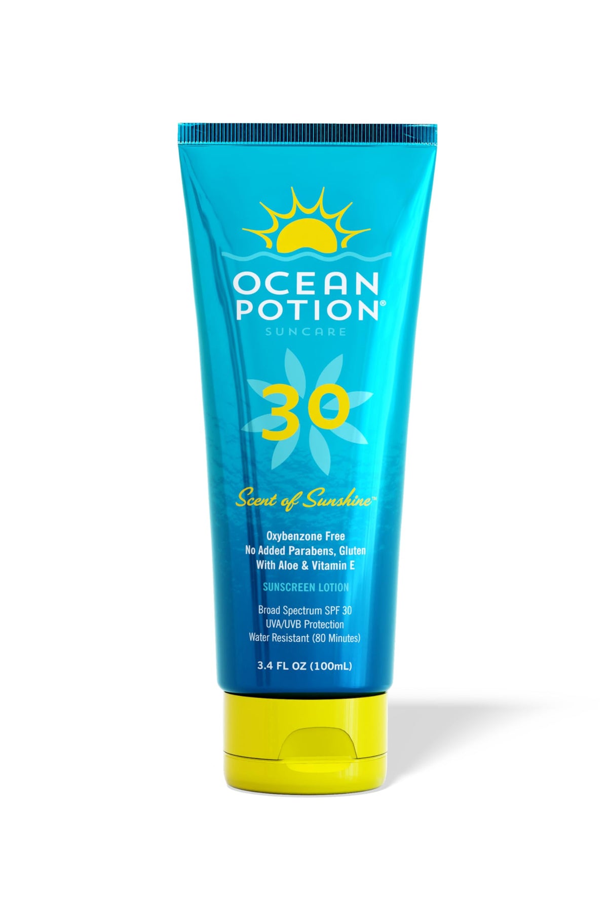 Ocean Potion front packaging shows compact travel sunscreen and SPF 30 benefit