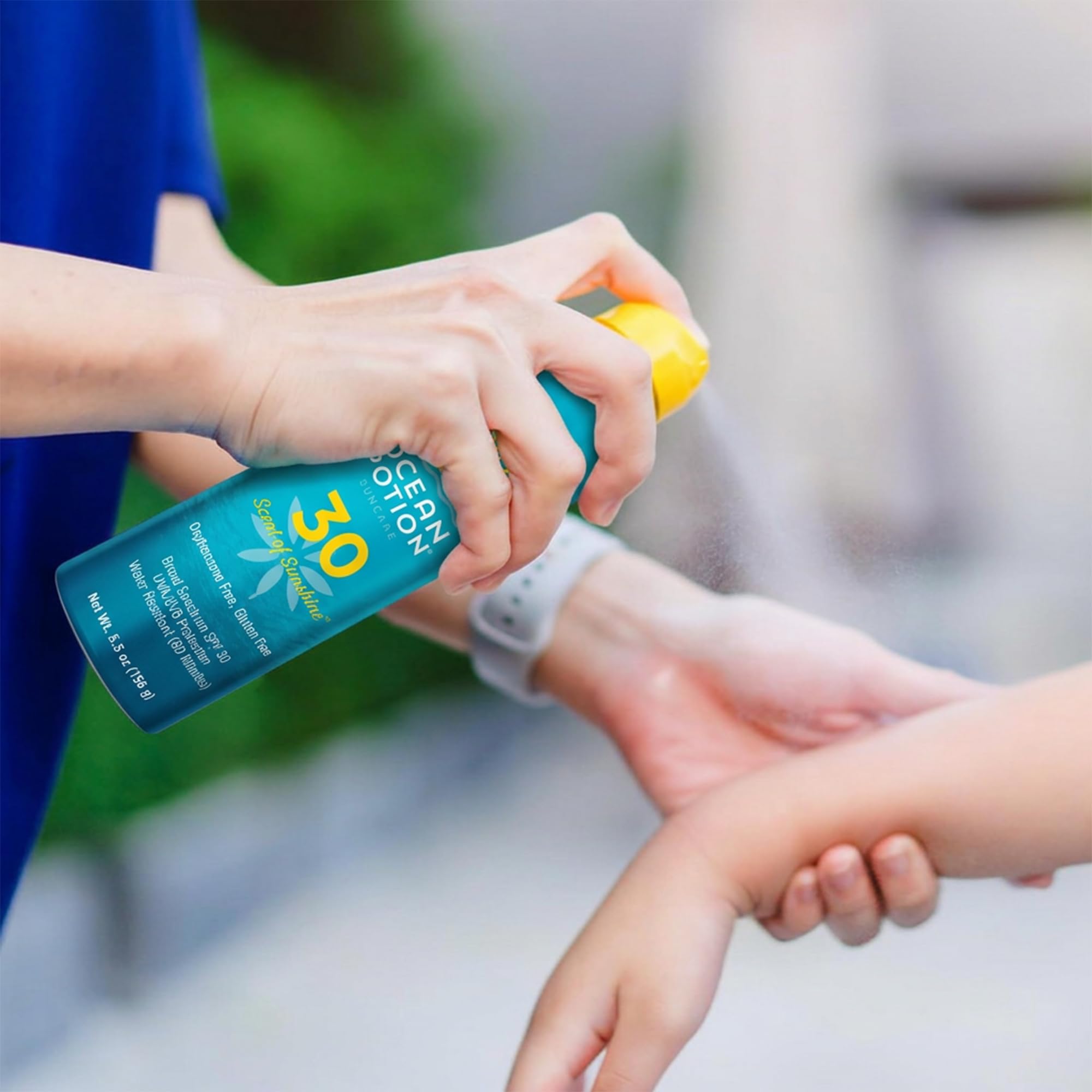 Ocean Potion being applied to a child showing family-safe reapplication