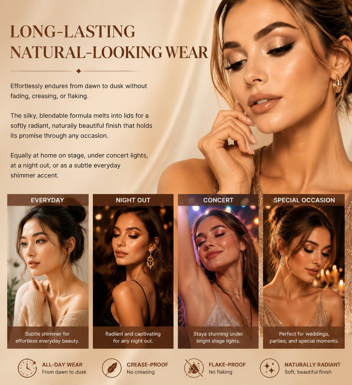 Océane applied daytime makeup look highlighting natural brightness