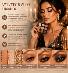 Océane open palette top view displaying nine neutral shades and finish variety