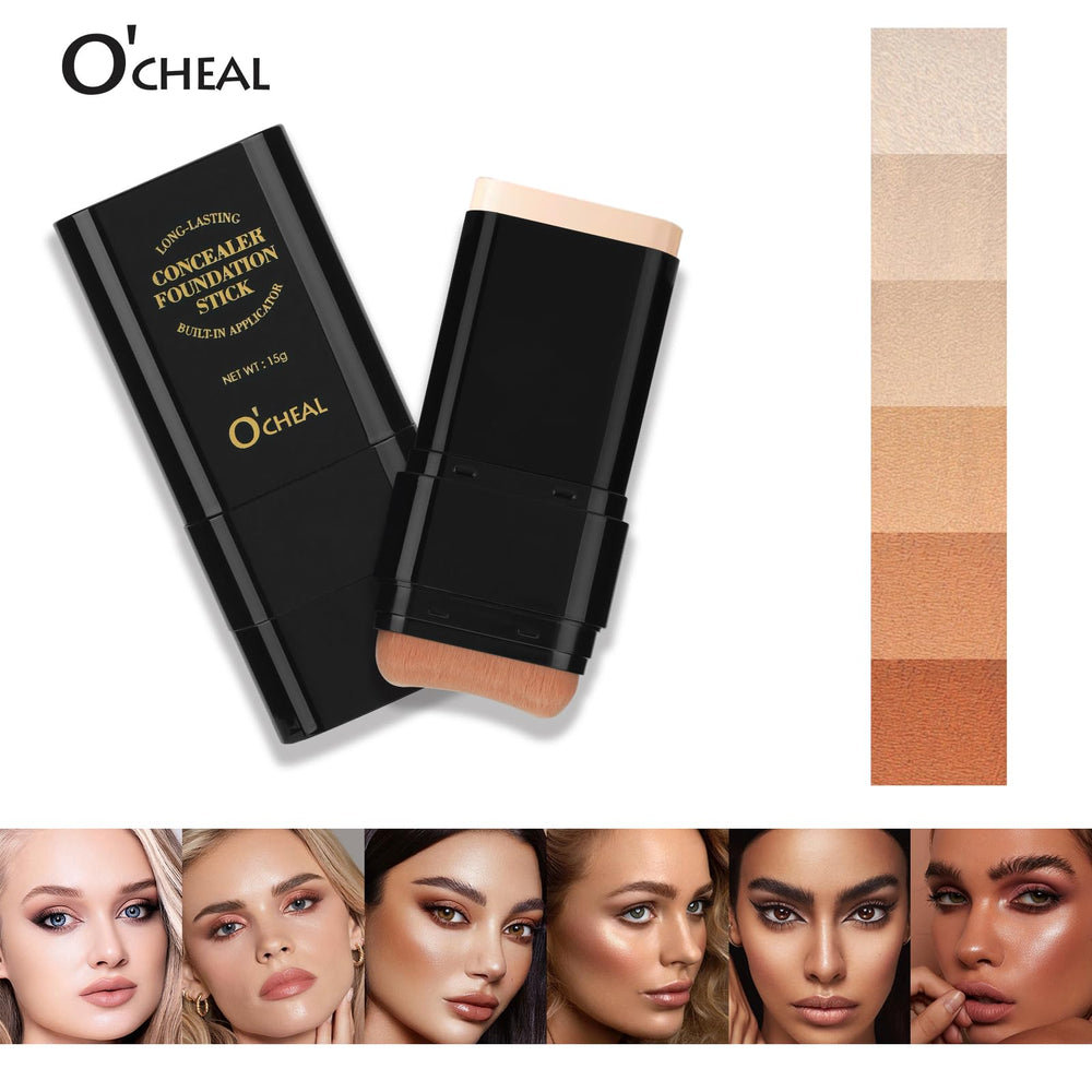 O'CHEAL applied to cheek demonstrating coverage and natural matte finish benefit