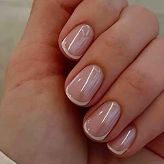 OCOUYVD close-up of chrome French tip detail highlights polished shine