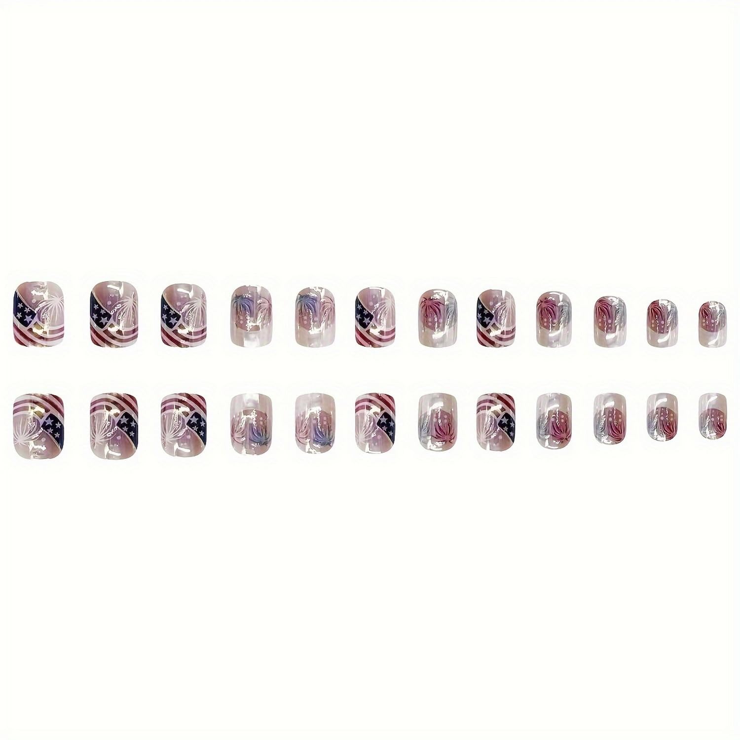 OCOUYVD close-up of fireworks nail art, highlighting festive fine-detail durability