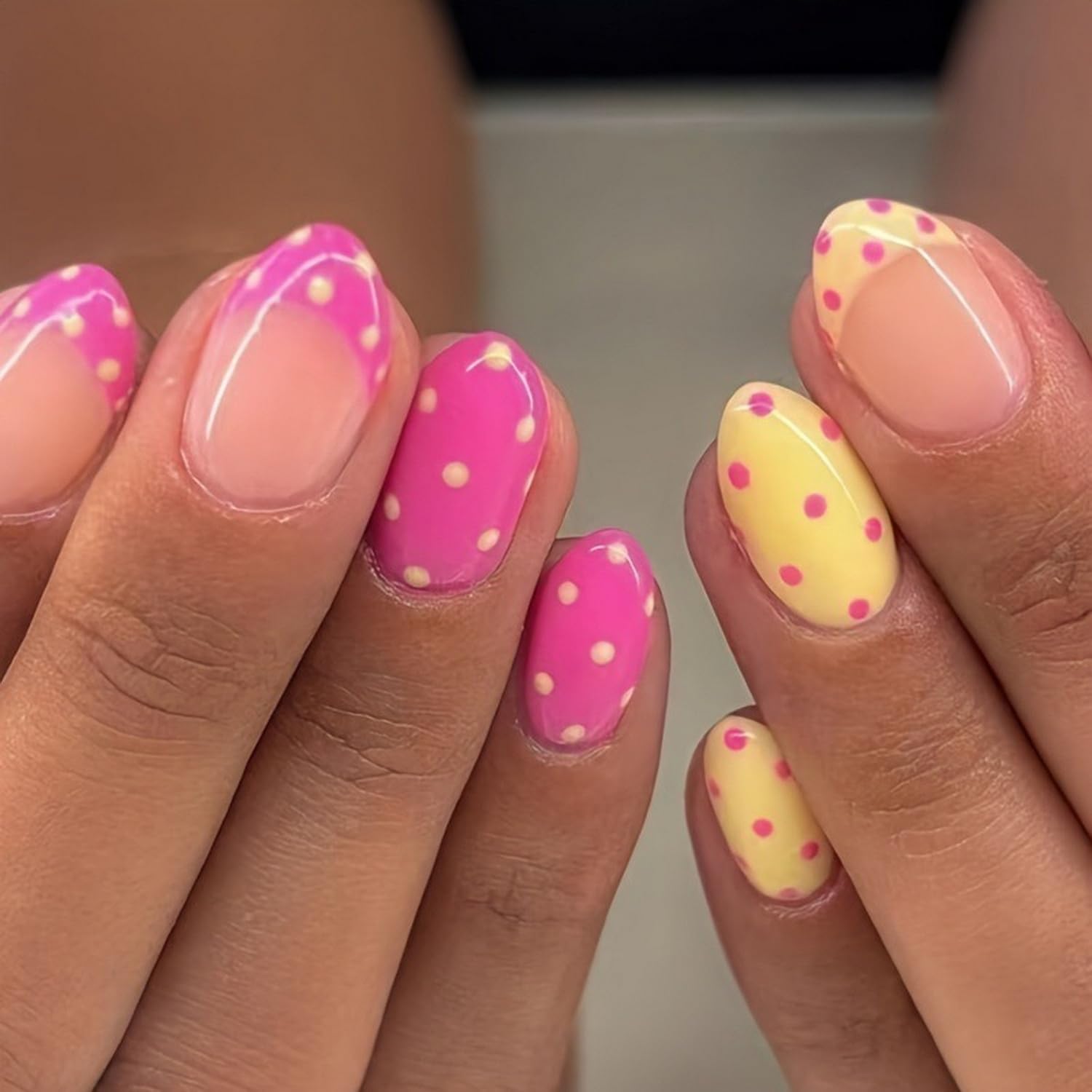 OCOUYVD front packaging showing 24 colorful press-on nails and contents benefit convenience