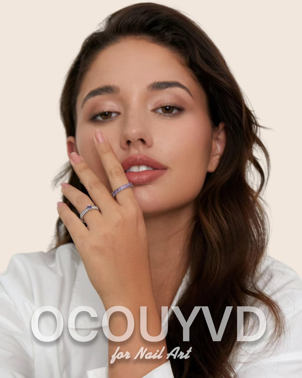 OCOUYVD nails styled with a parade outfit, conveying celebratory, ready-to-wear look