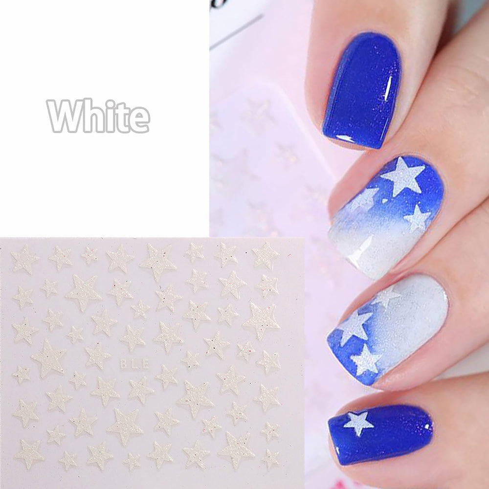 OCOUYVD hand model showing scale and fit of stickers on different nail sizes