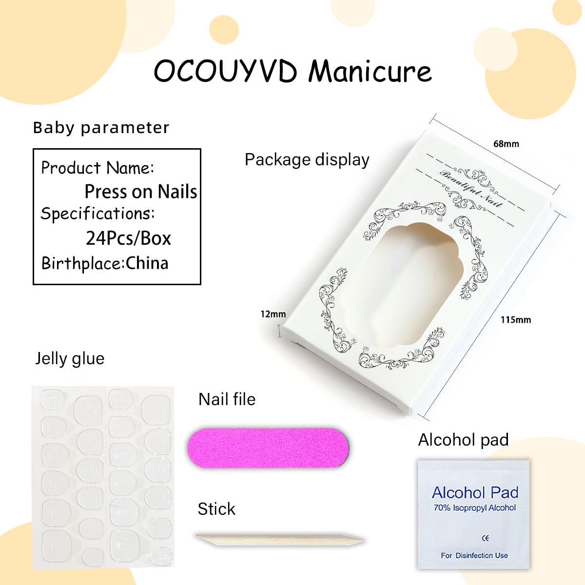 OCOUYVD press-on nails applied on hand, demonstrating easy at-home application