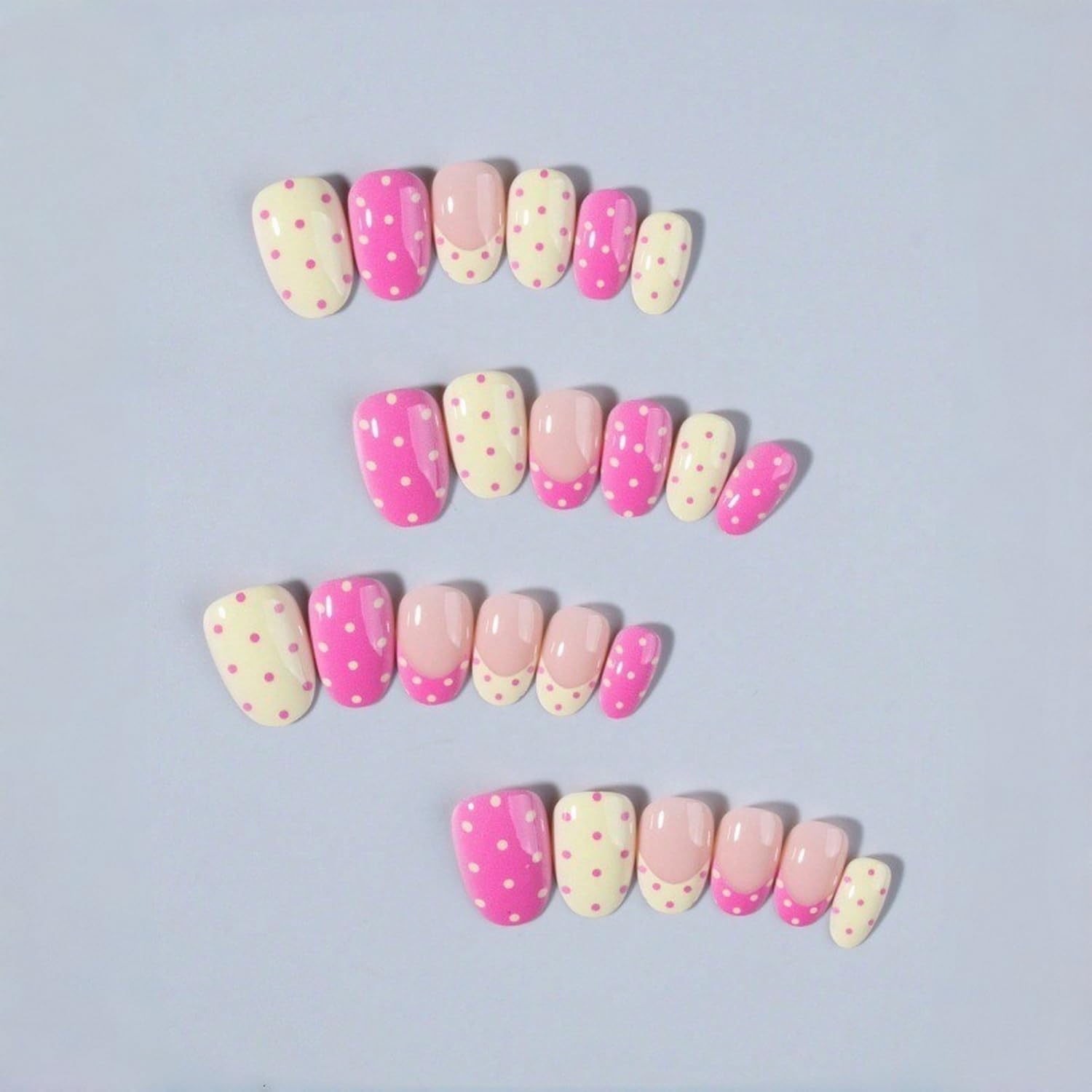OCOUYVD nails on a finger for scale comparison demonstrating true-to-size fit