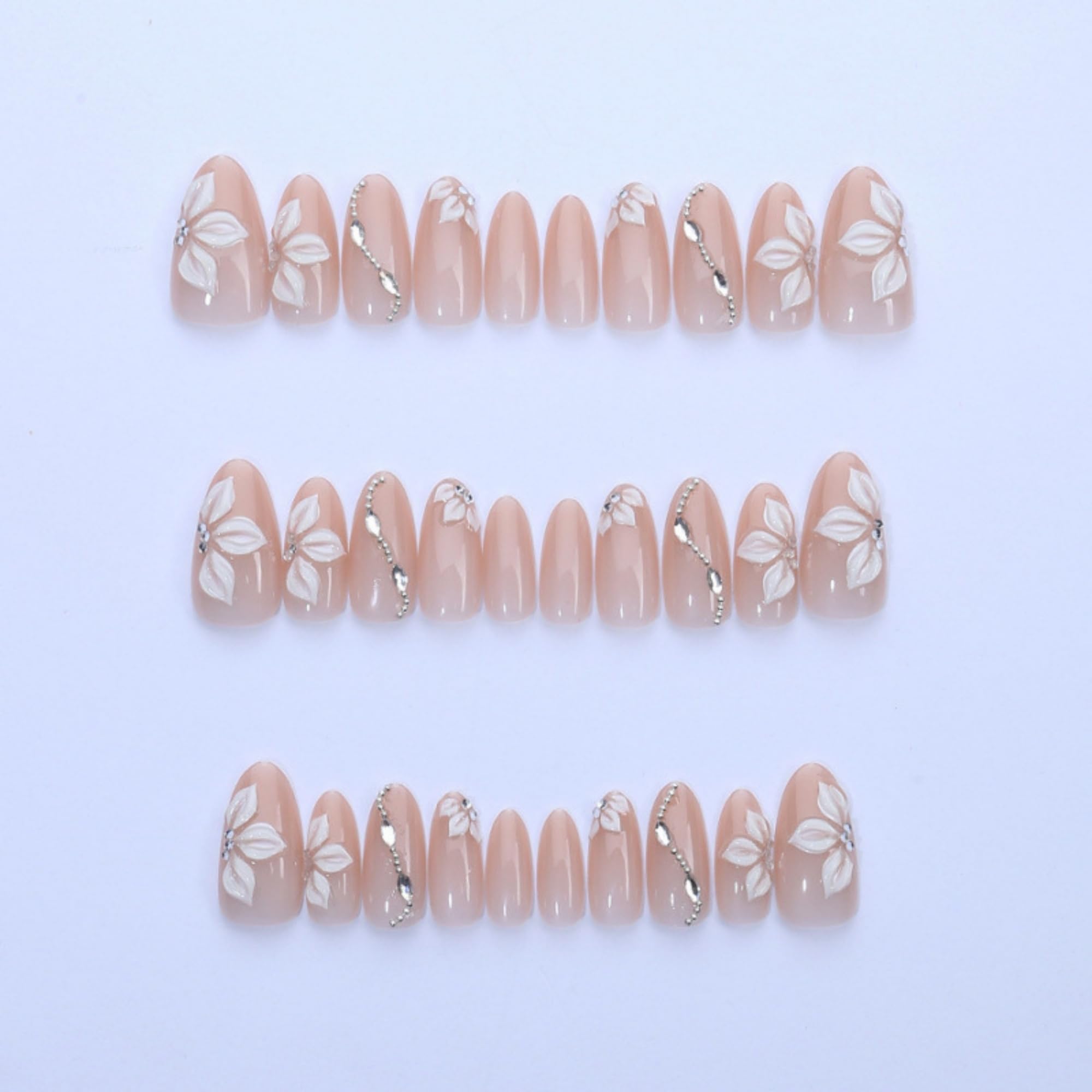 octoswave silver rhinestone and glossy nude ombré finish reflecting light