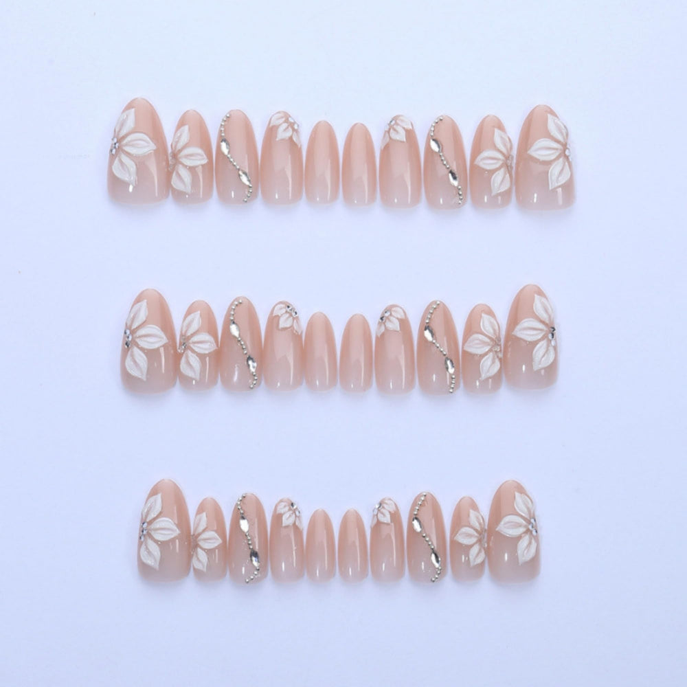 octoswave silver rhinestone and glossy nude ombré finish reflecting light