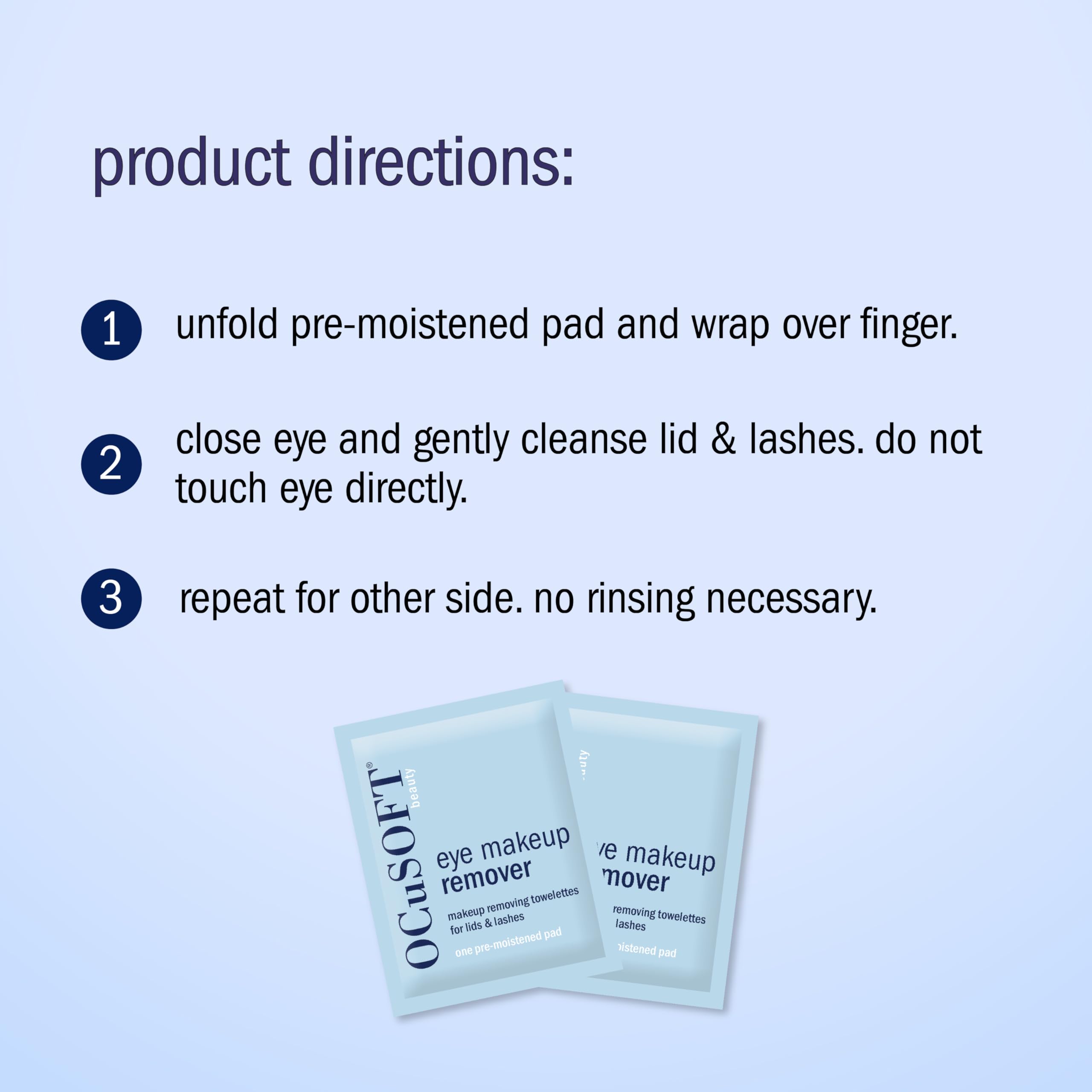 OCuSOFT towelette removing mascara from lashes, effective makeup removal benefit