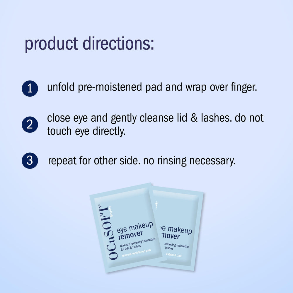 OCuSOFT towelette removing mascara from lashes, effective makeup removal benefit