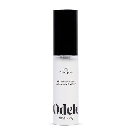 Odele front packaging showing 1 oz dry shampoo for quick oil absorption