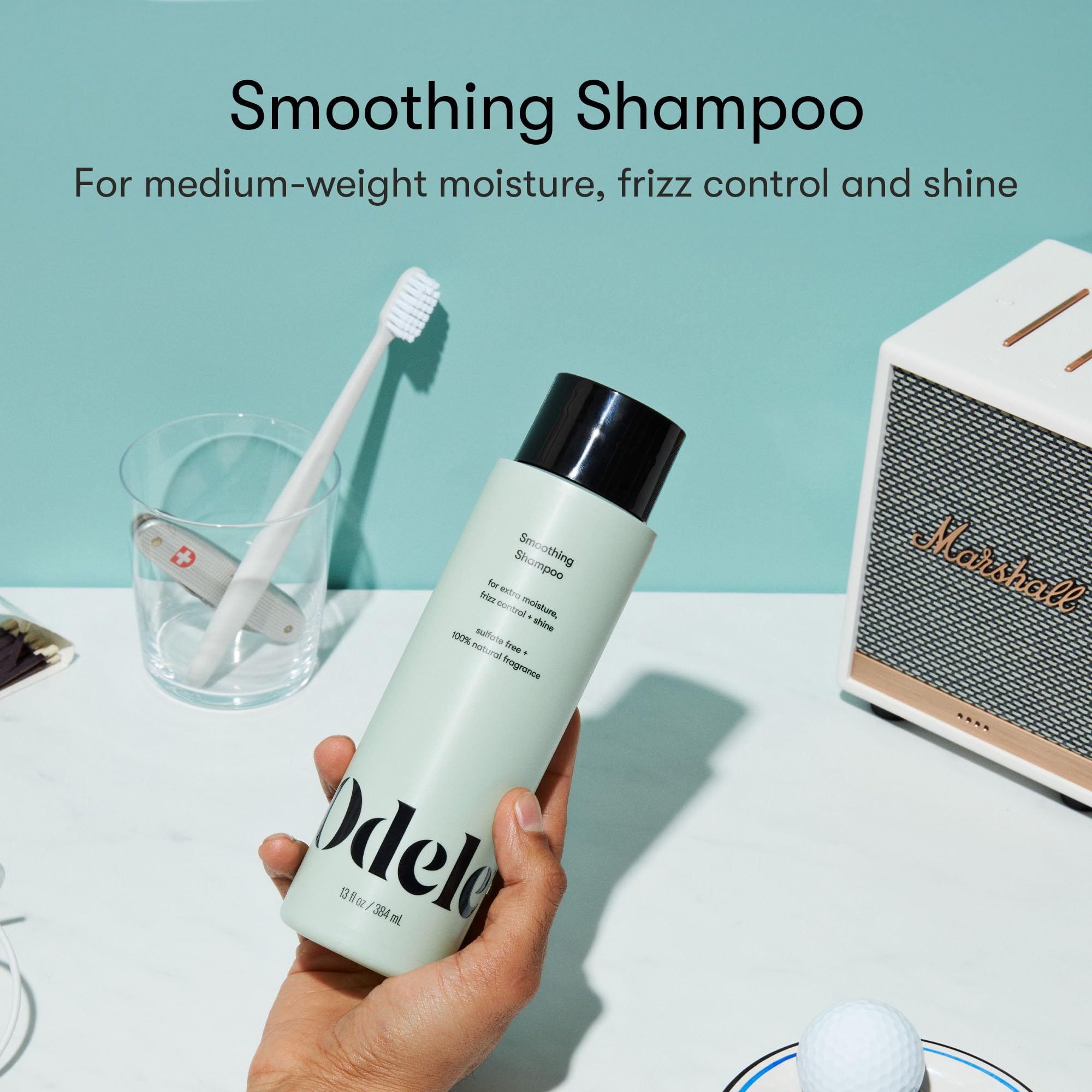 Odele pump dispenser and label detail for easy daily use