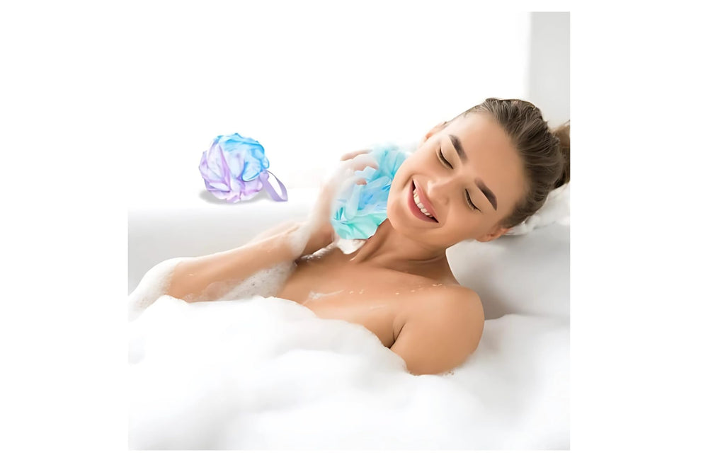 ODWIRA shower sponge with bar illustrating enhanced lathering benefit