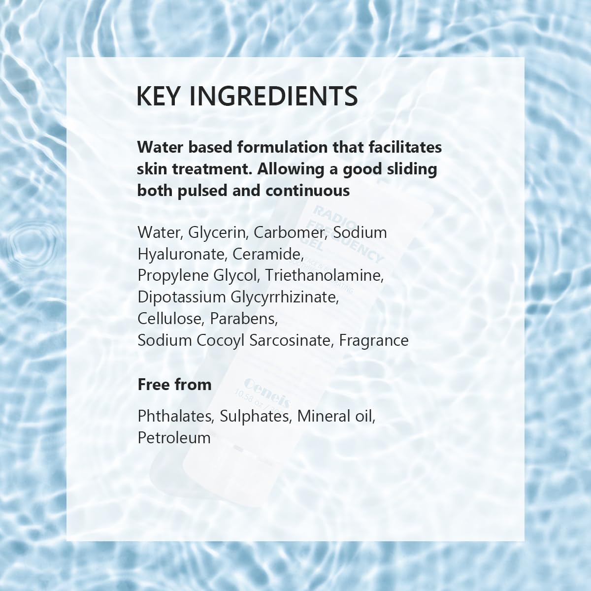 Oeneis gel applied to a cheek before RF device use showing improved conductivity and comfort