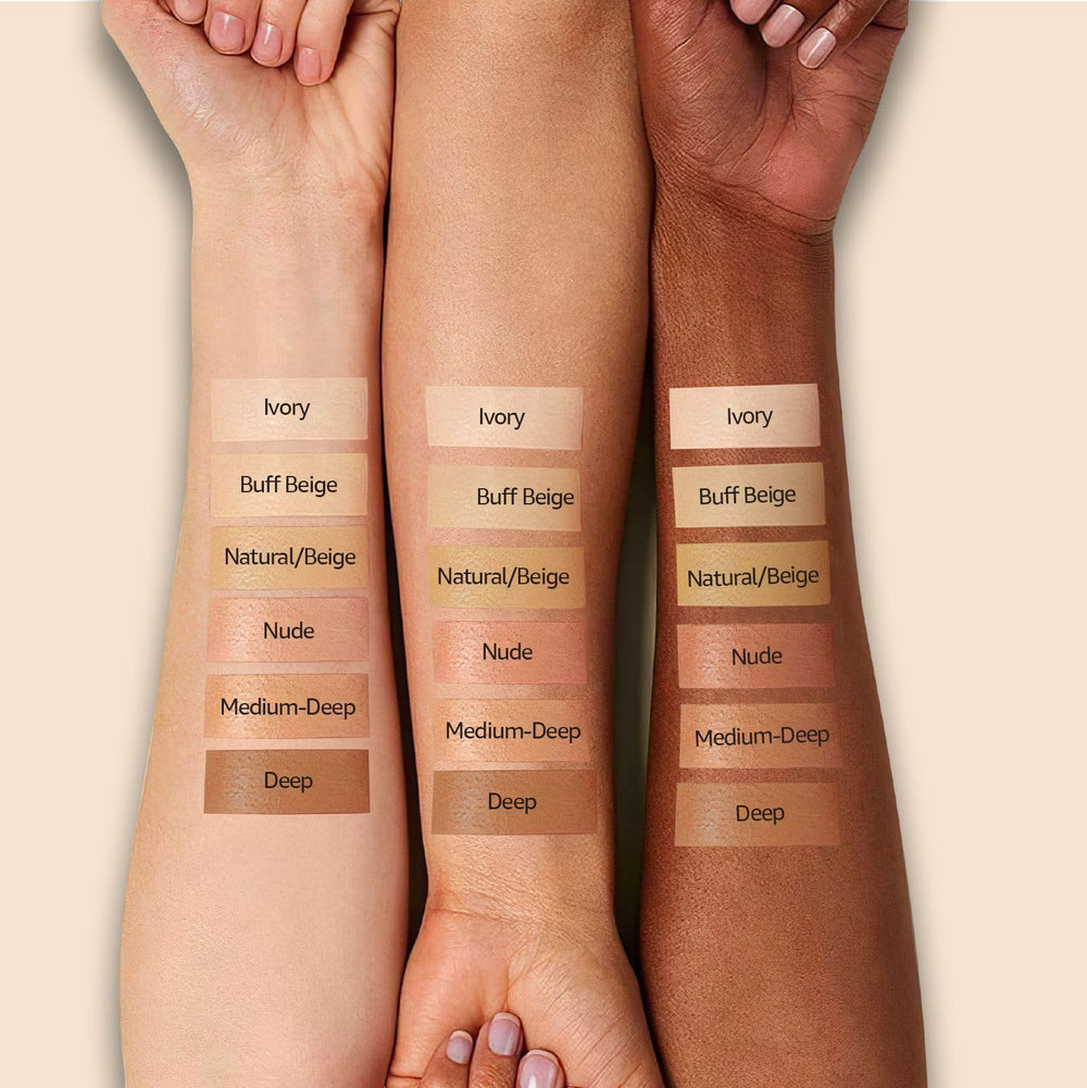 OETUIOW before and after skin comparison highlighting blurred pores and even tone