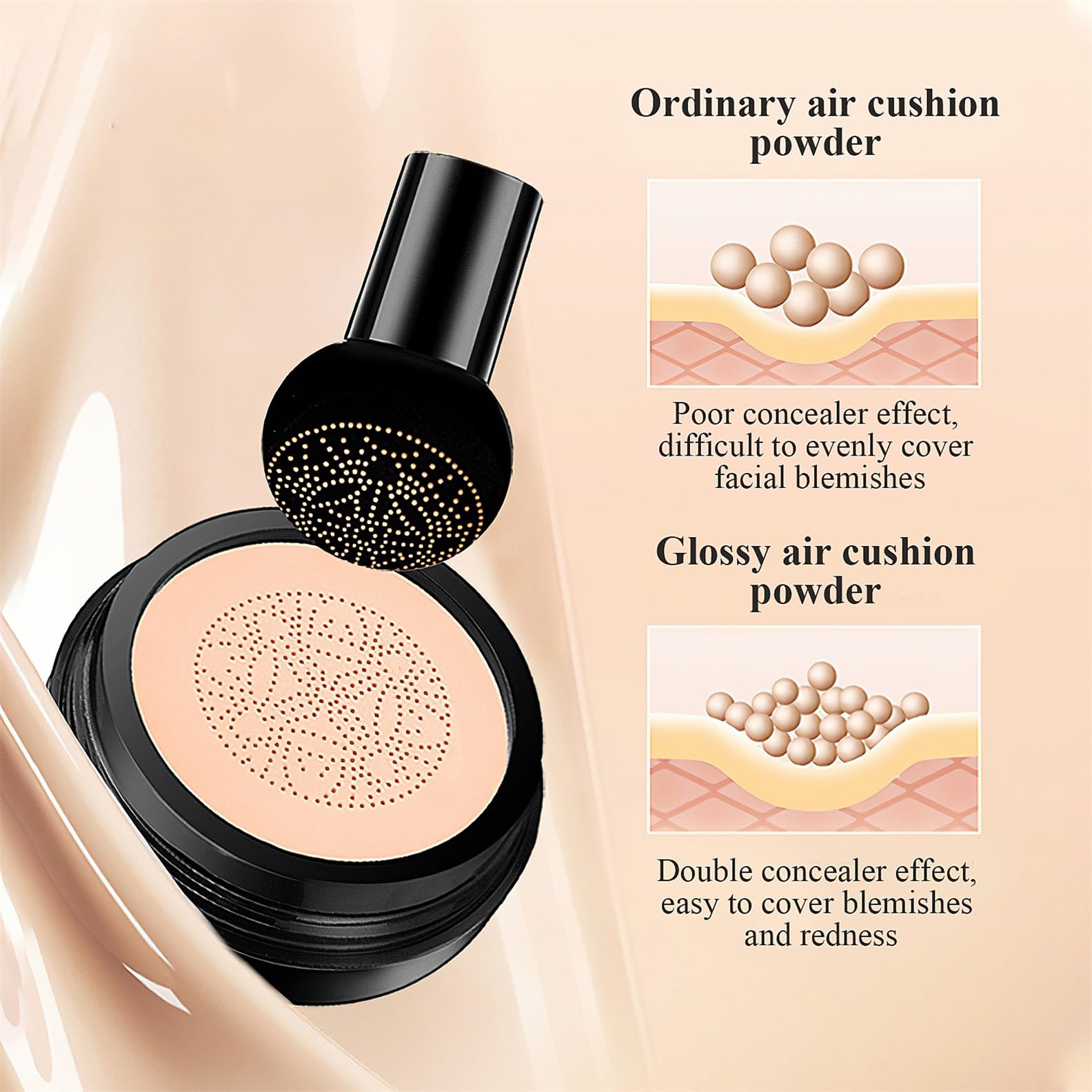 OETUIOW cushion used in a morning routine setting to show quick, on-the-go application