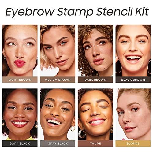 OETUIOW stamp in use at mirror for fast, symmetrical eyebrow shaping
