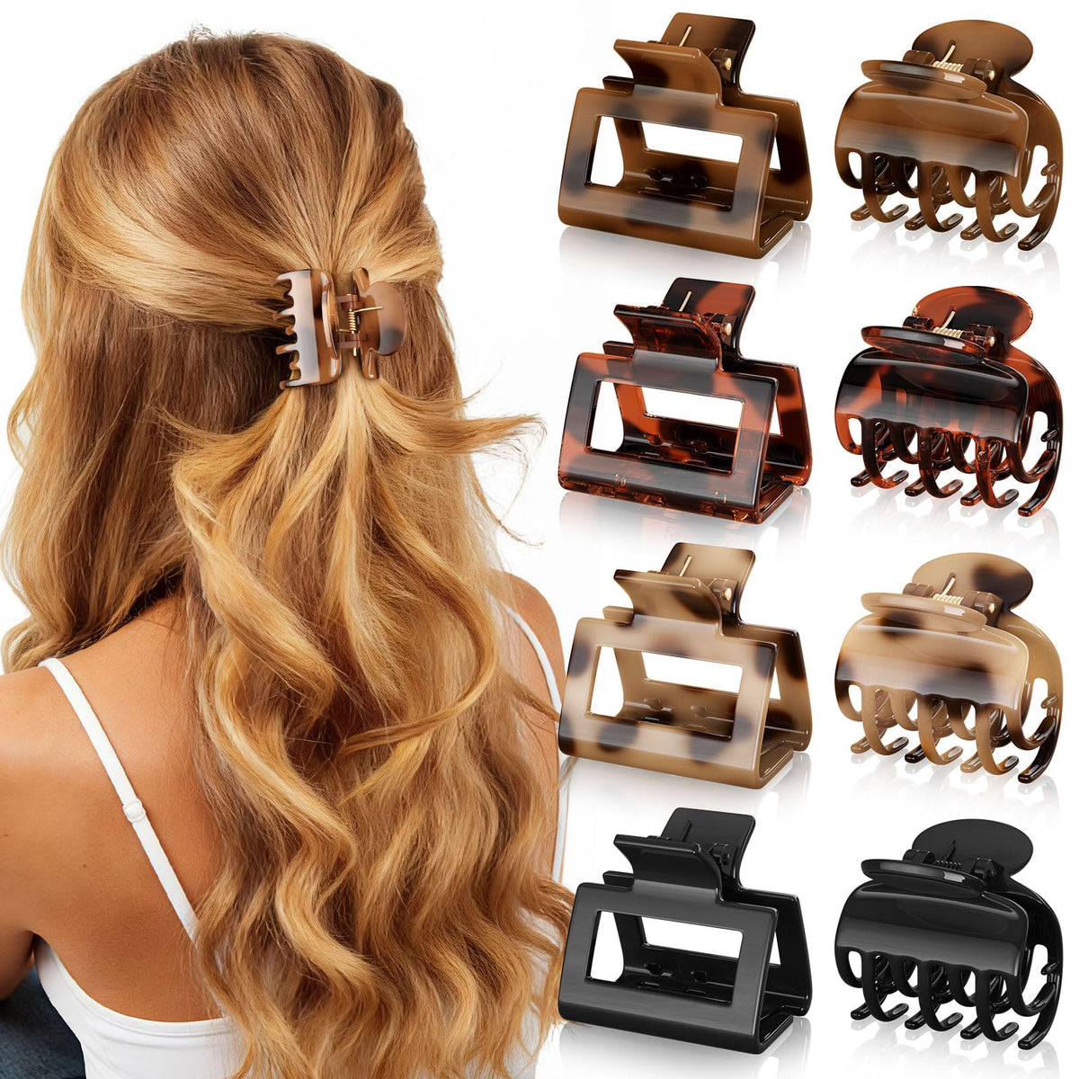 Oeusnael front packaging showing all eight clips and colors, stylish and ready to gift
