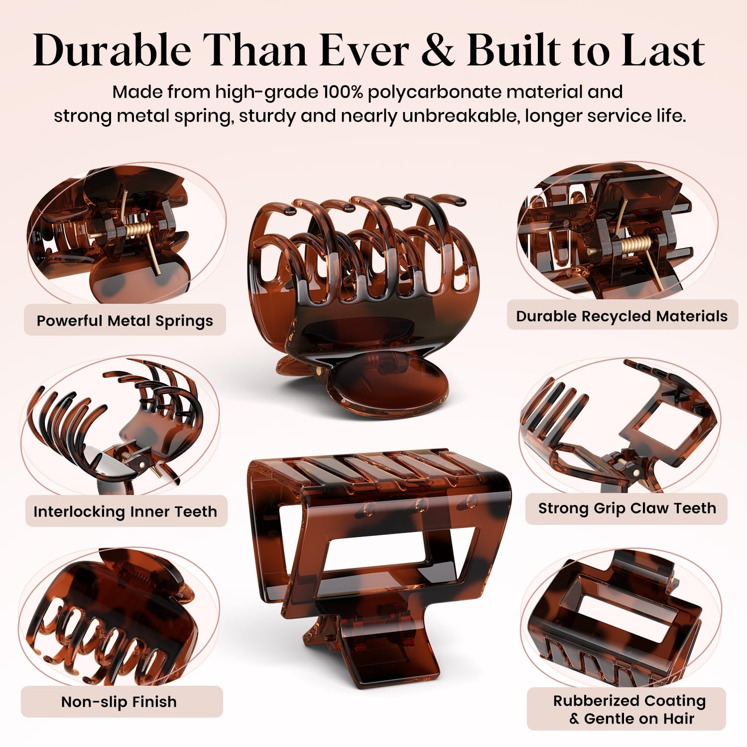 Oeusnael medium rectangle clip worn in hair showing strong hold for updos