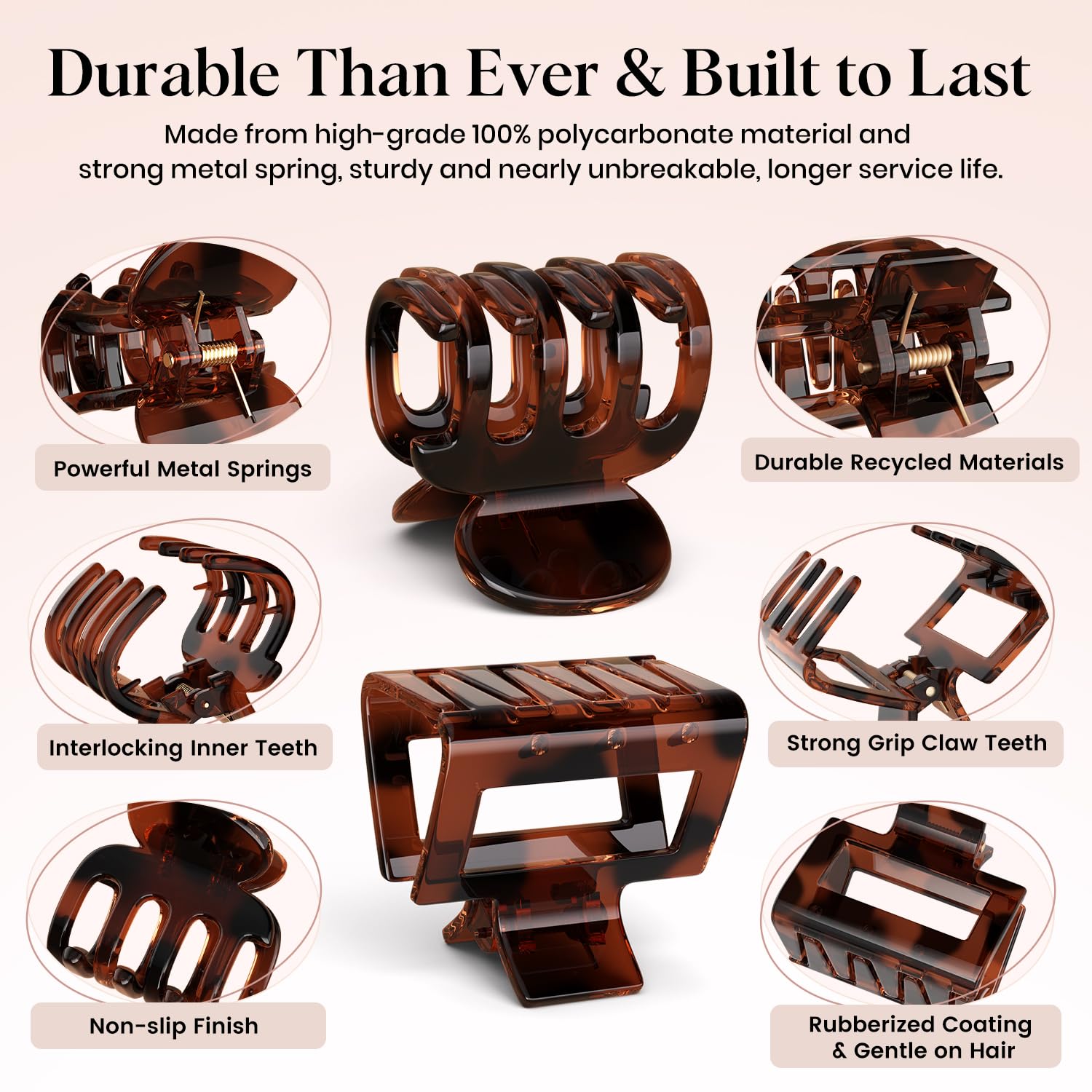 Oeusnael medium rectangular clip holding thick hair for all-day stability