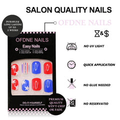 OFDNE close-up of stars and stripes nail art highlighting festive detail