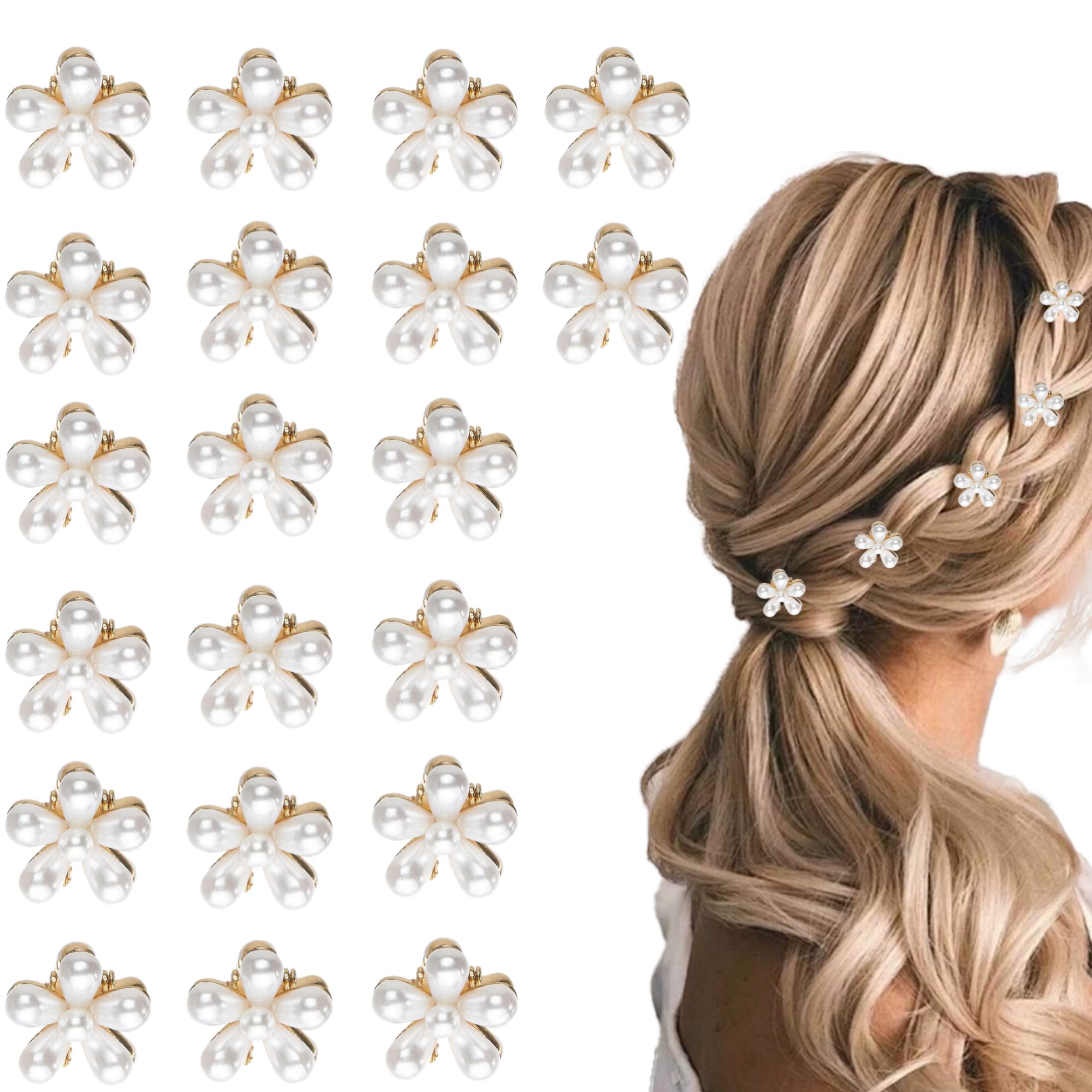 OGDE front view of 20-piece daisy pearl clips showing elegant set and value