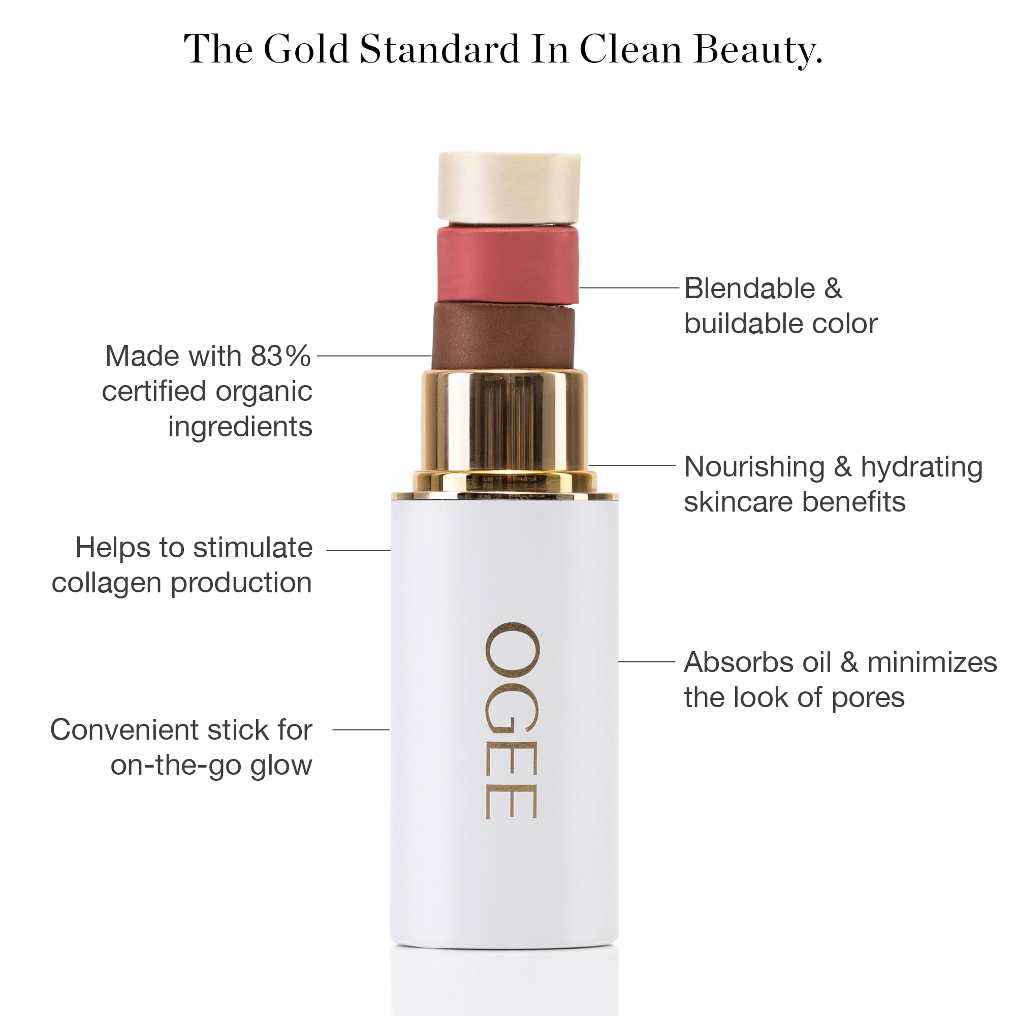 Ogee bronzer stick close-up texture showing smooth blendable finish