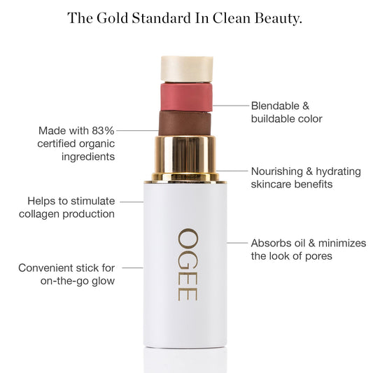 Ogee bronzer stick close-up texture showing smooth blendable finish