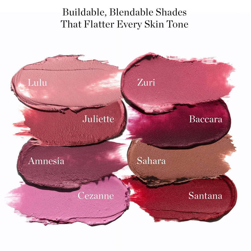 Ogee lipstick texture swipe on paper illustrating rich pigment and buildable color benefit