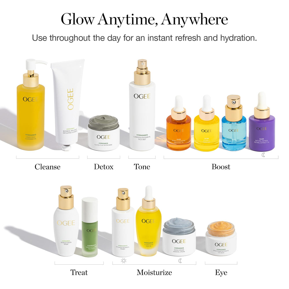 Ogee ingredients jojoba and aloe display highlighting nourishment