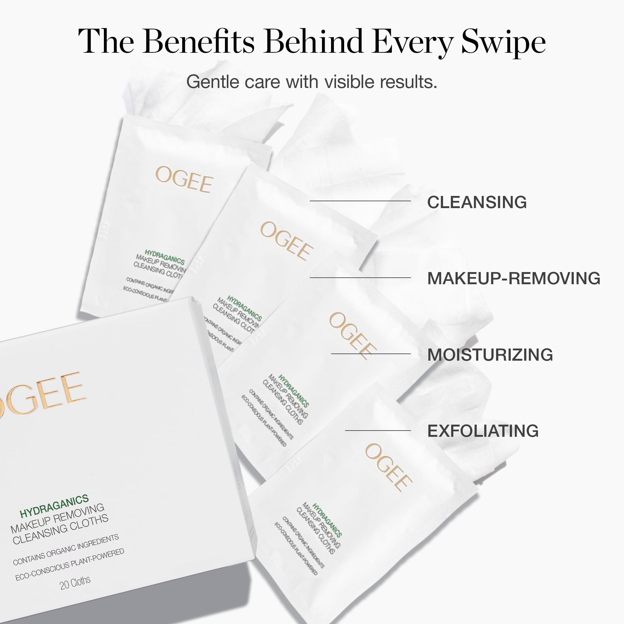 Ogee wipe removing eye makeup in use for effective cleansing