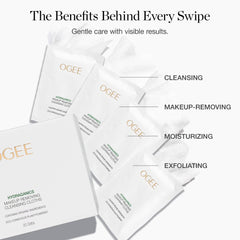 Ogee wipe removing eye makeup in use for effective cleansing