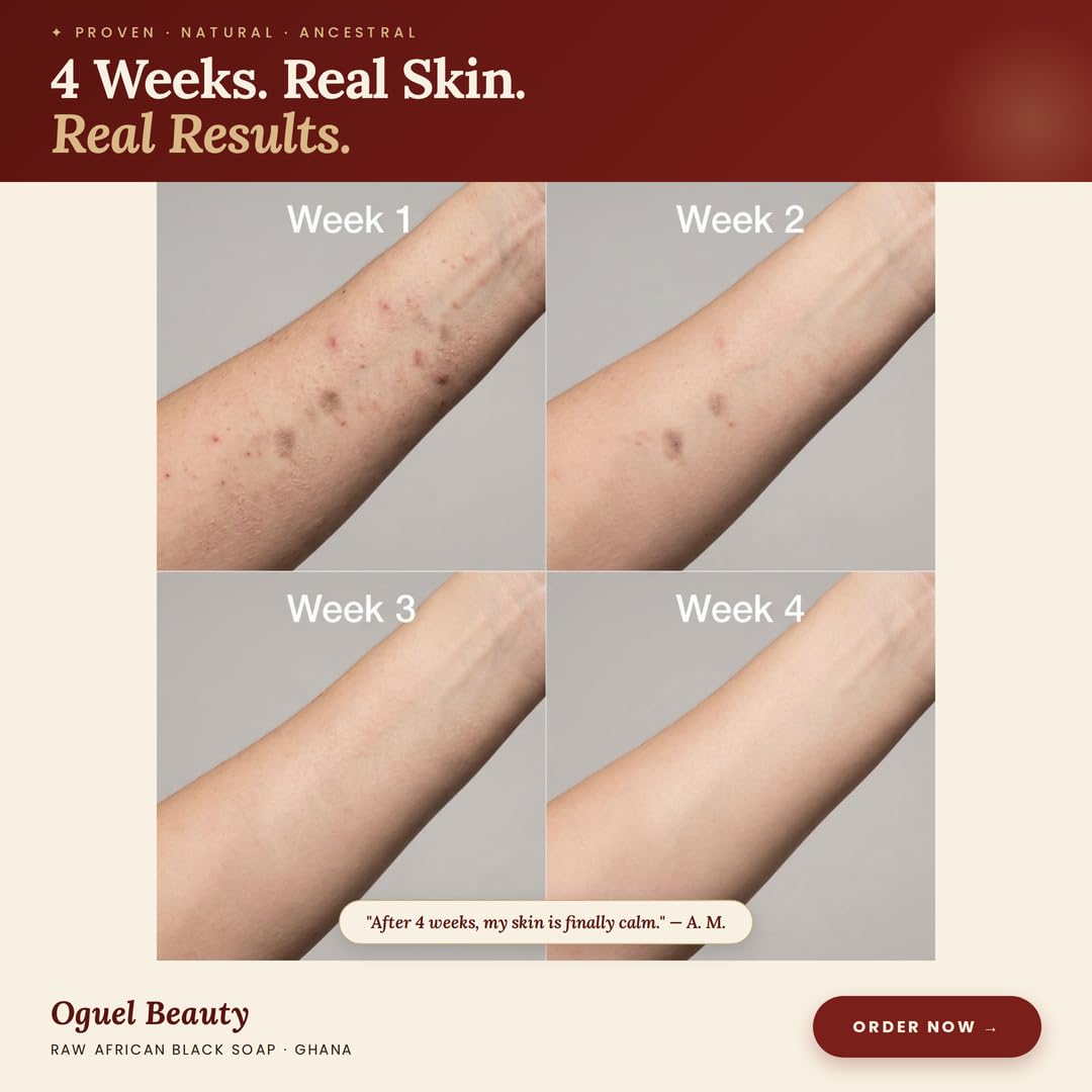 Oguel Beauty soap bar in hand showing size and long-lasting 8oz scale benefit