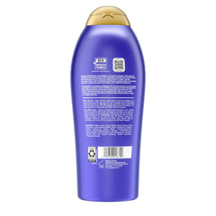 OGX model after wash showing fuller hair and enhanced body