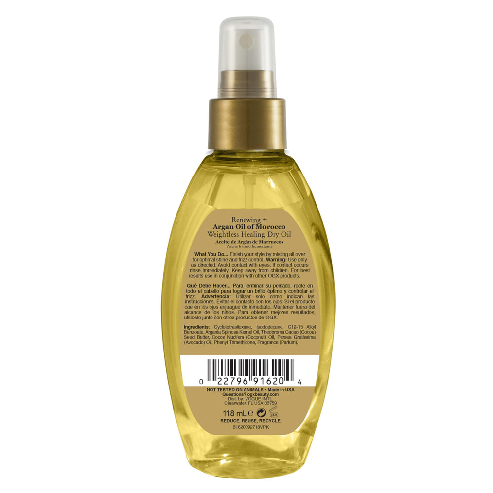 ogx bottle label detail shows argan ingredient and clean formulation
