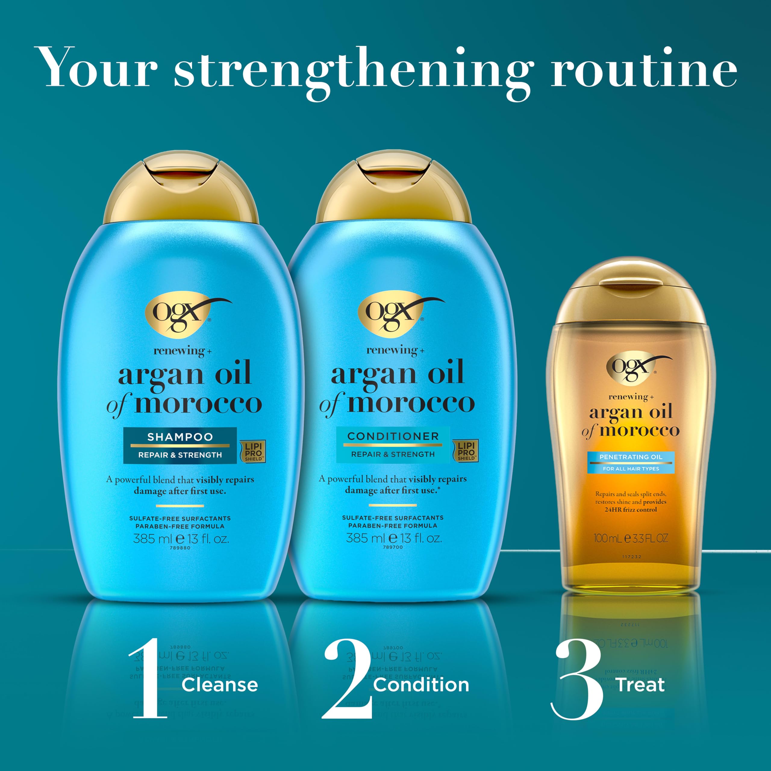 OGX argan oil applied to ends to seal split ends and restore shine